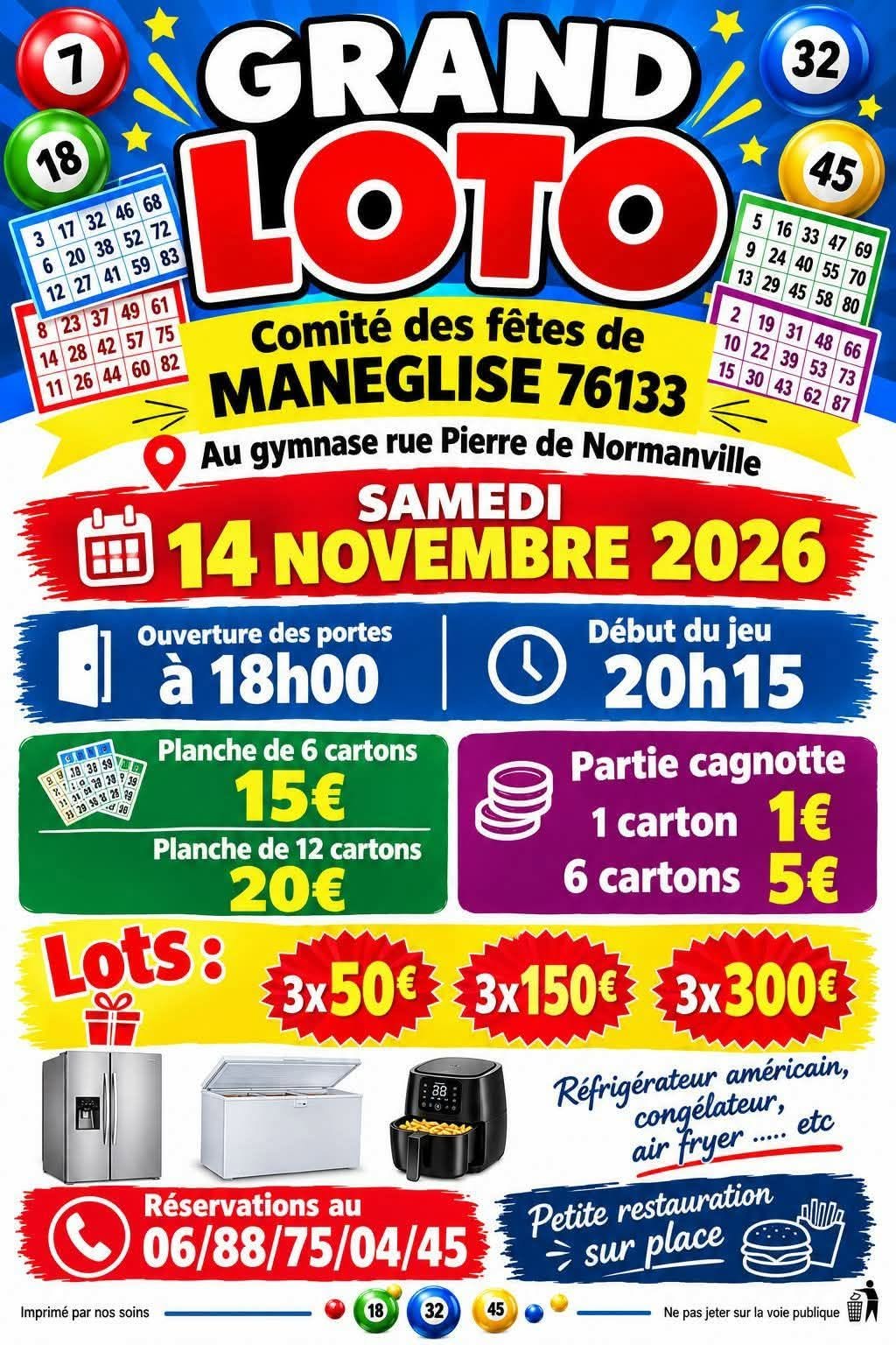 Affiche du loto Loto Comité des fêtes de MANEGLISE à Manéglise