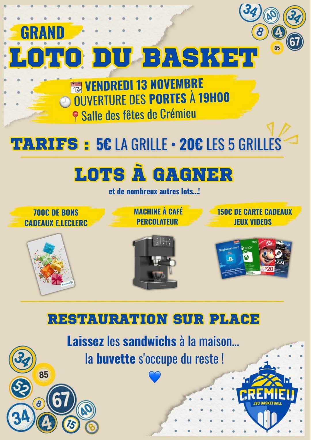 Affiche du loto Loto JSC BASKETBALL à Crémieu