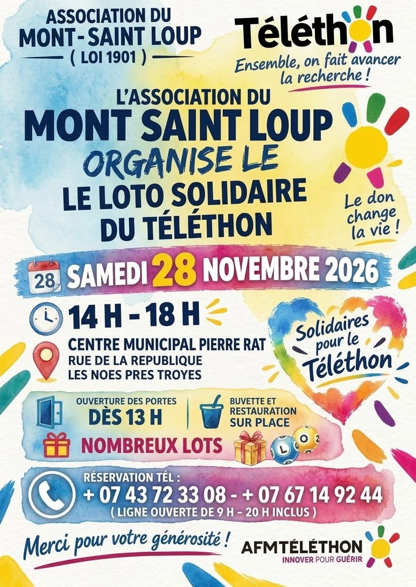 Affiche du loto Loto ASSOCIATION DU MONT-SAINT LOUP à Les Noës-près-Troyes
