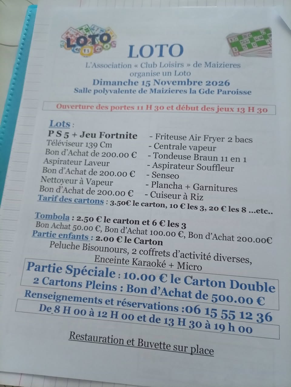 Affiche du loto Loto à Maizières-la-Grande-Paroisse le dimanche 15 novembre