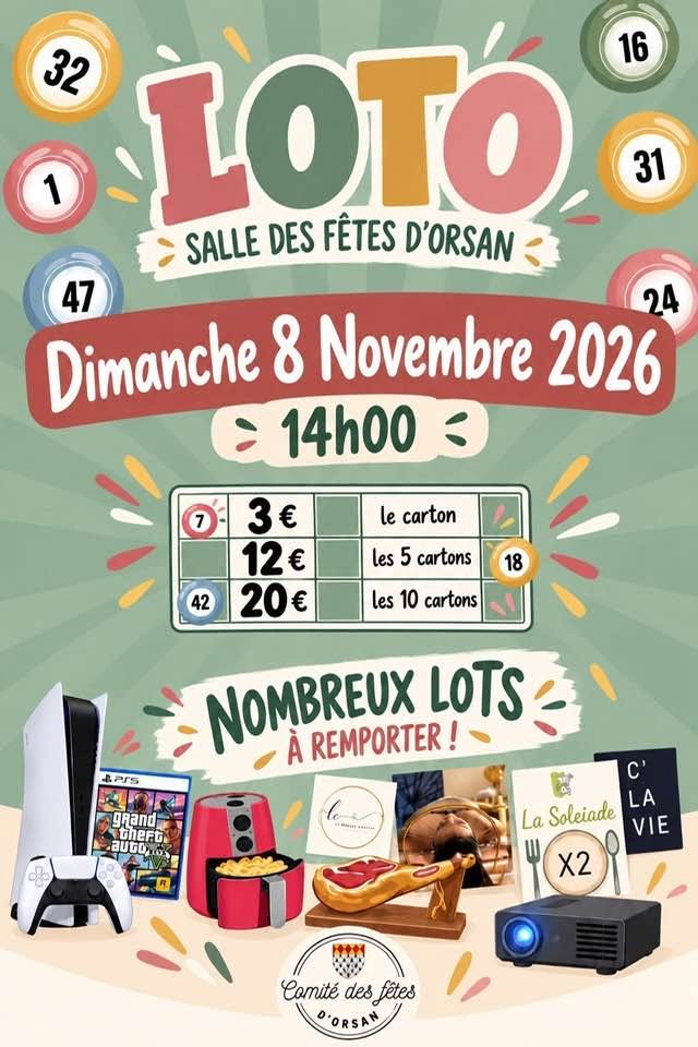 Affiche du loto Loto Comité des fêtes d'Orsan à Orsan