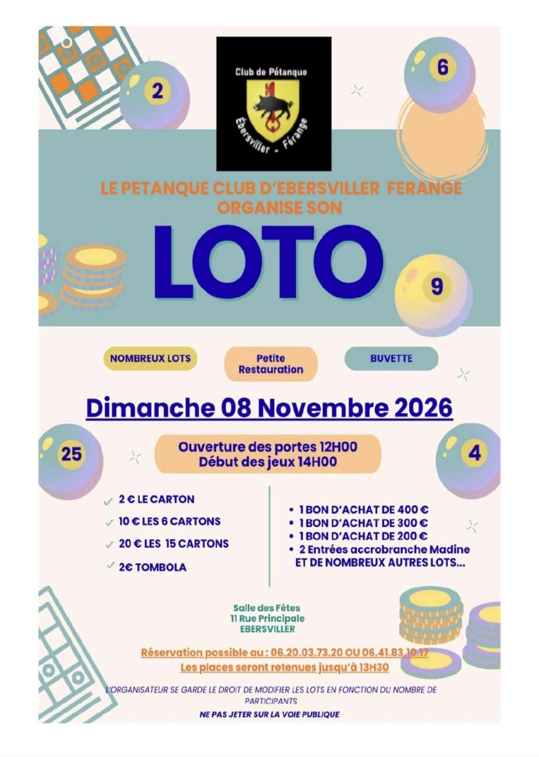 Affiche du loto Loto Club de Pétanque Ebersviller - Férange à Ébersviller