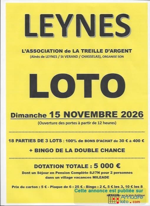 Affiche du loto Loto à Leynes le dimanche 15 novembre