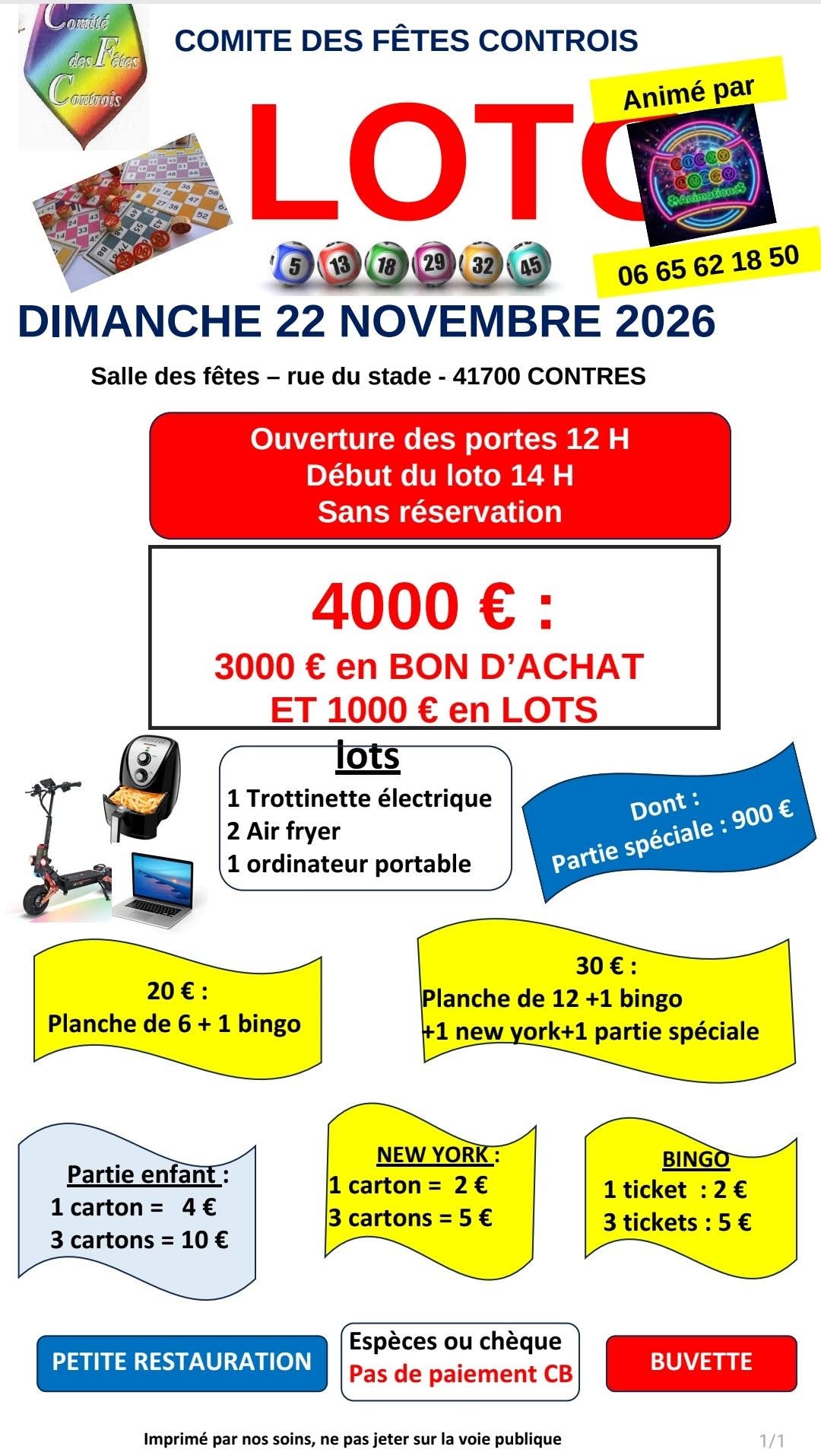 Affiche du loto Loto COMITE DES FÊTES CONTROIS à Contres