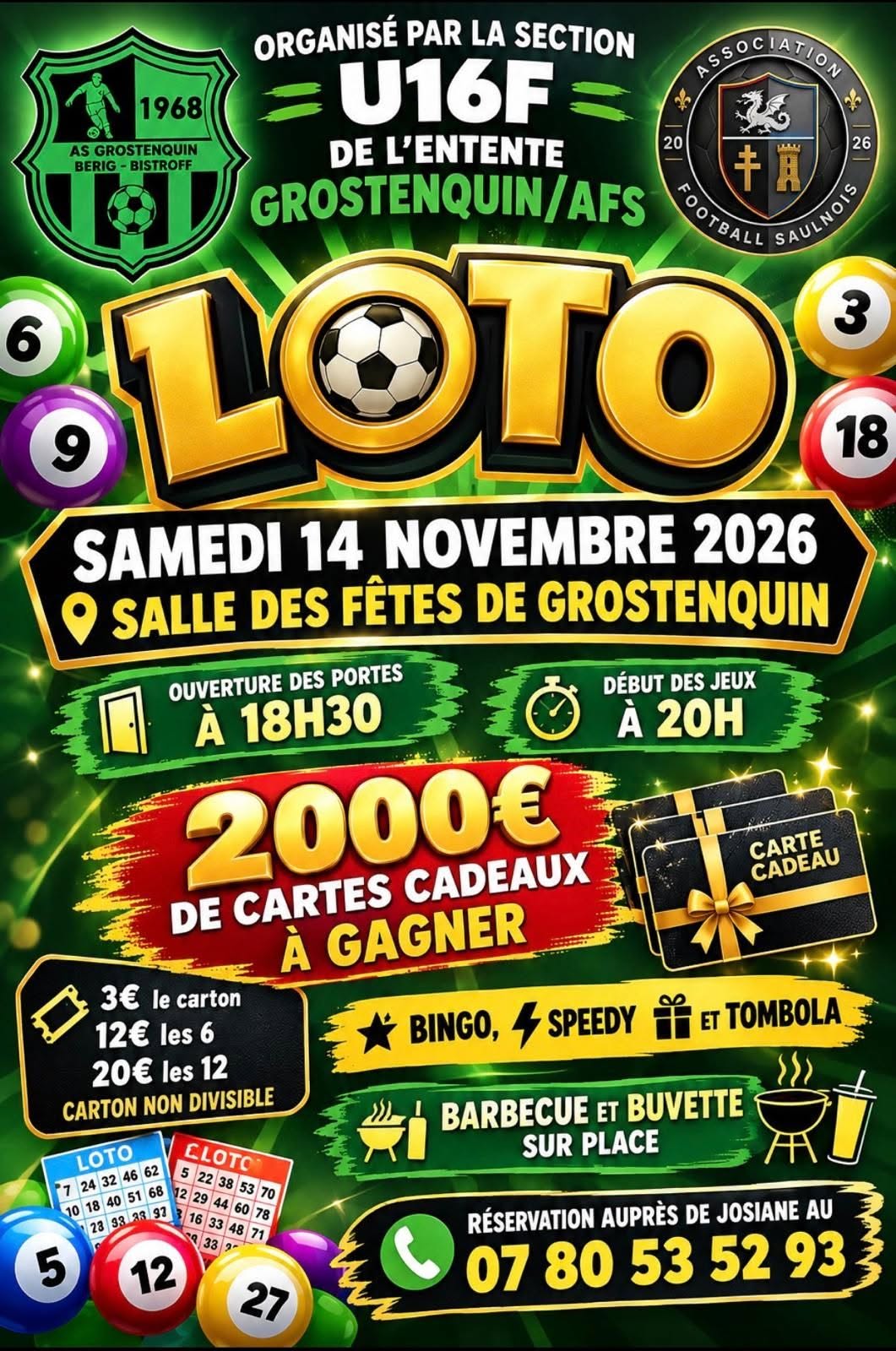 Affiche du loto Loto SECTION U16F DE L'ENTENTE GROSTENQUIN/AFS à Grostenquin