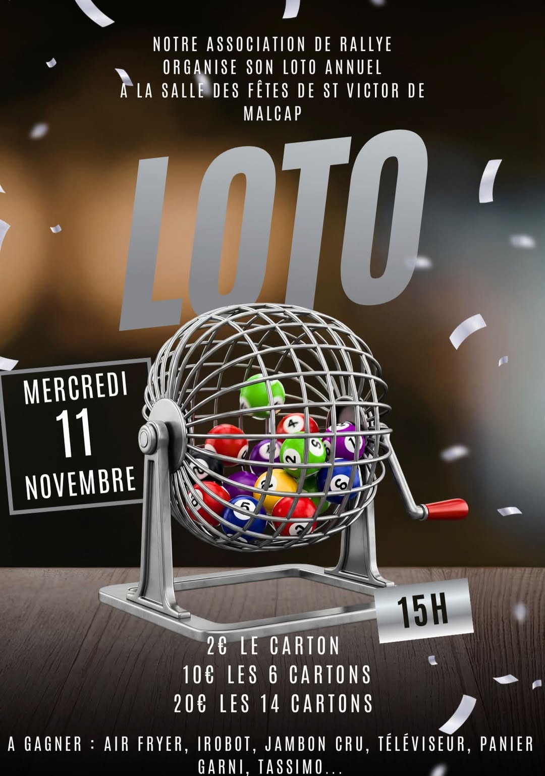 Affiche du loto Loto à Saint-Victor-de-Malcap le mercredi 11 novembre