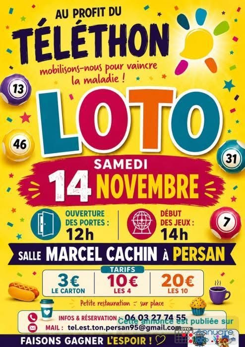 Affiche du loto Loto AU PROFIT DU TÉLÉTHON à Persan