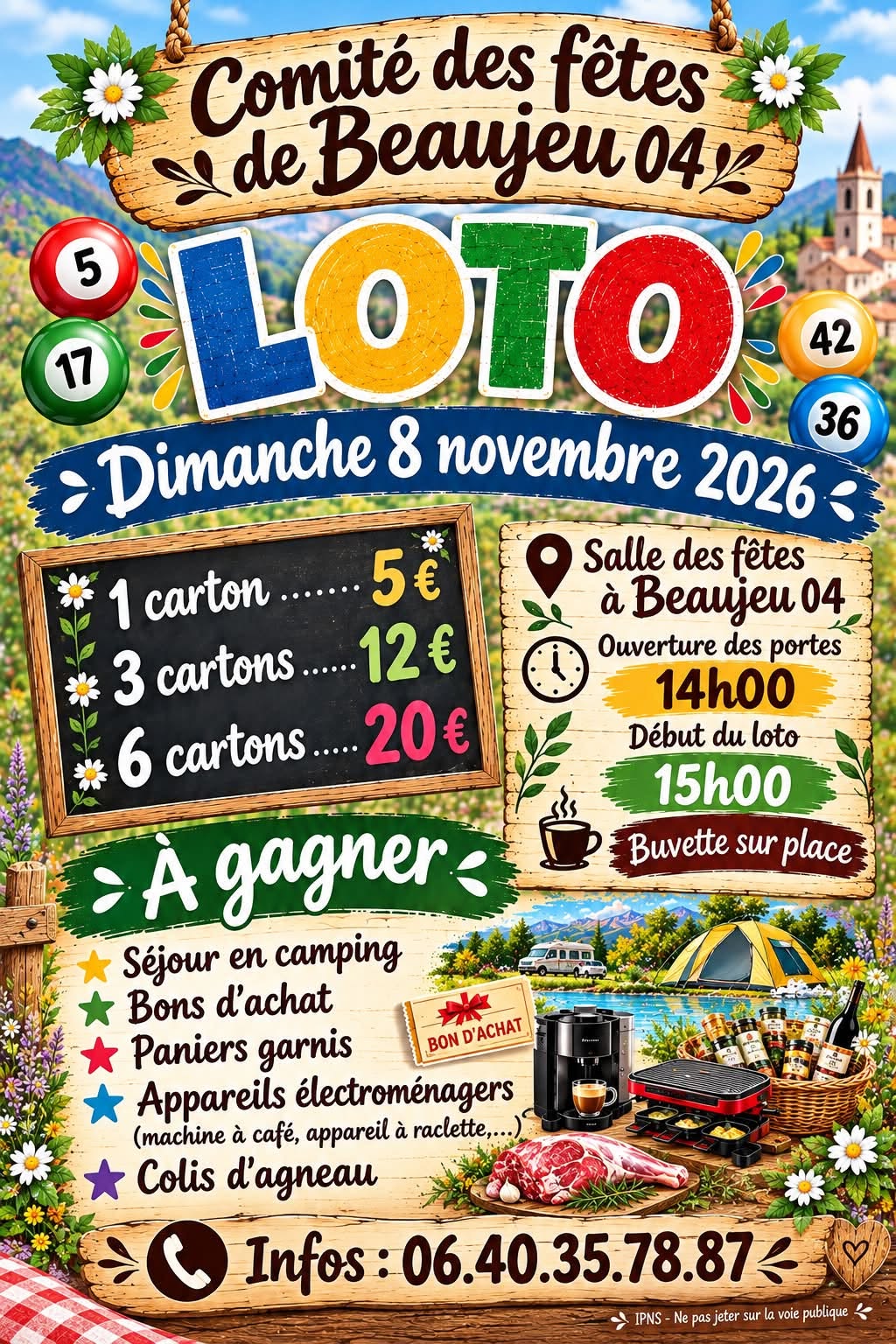 Affiche du loto Loto Comité des fêtes 04 à Beaujeu