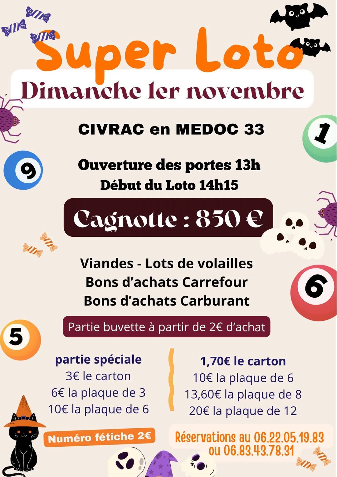 Affiche du loto Loto à Civrac-en-Médoc le dimanche 1 novembre