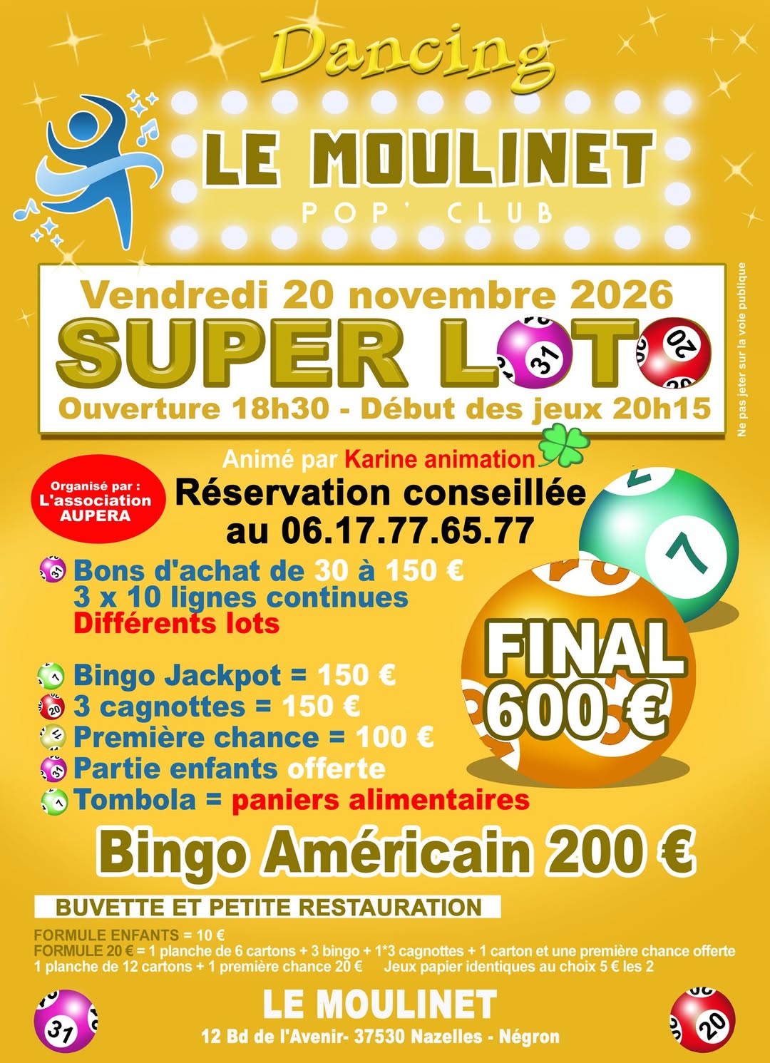 Affiche du loto Loto à Nazelles-Négron le vendredi 20 novembre