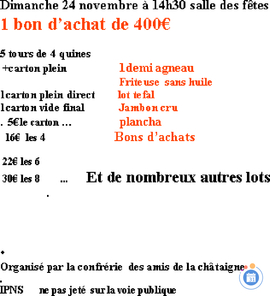 Affiche du loto loto. a revest du bion