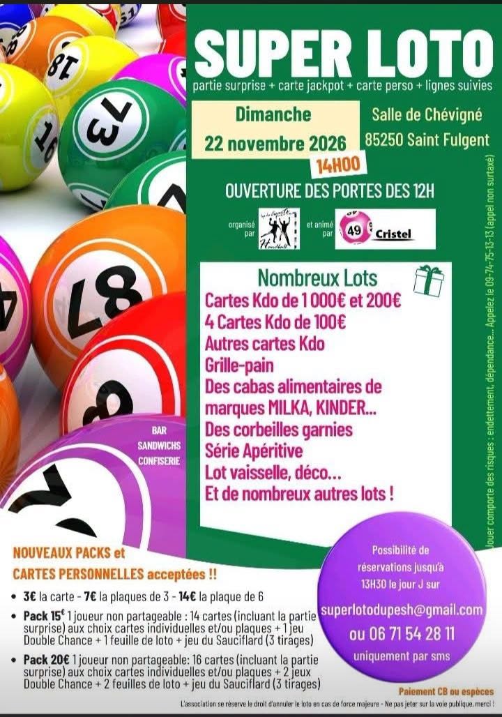 Affiche du loto Loto à Saint-Fulgent le dimanche 22 novembre