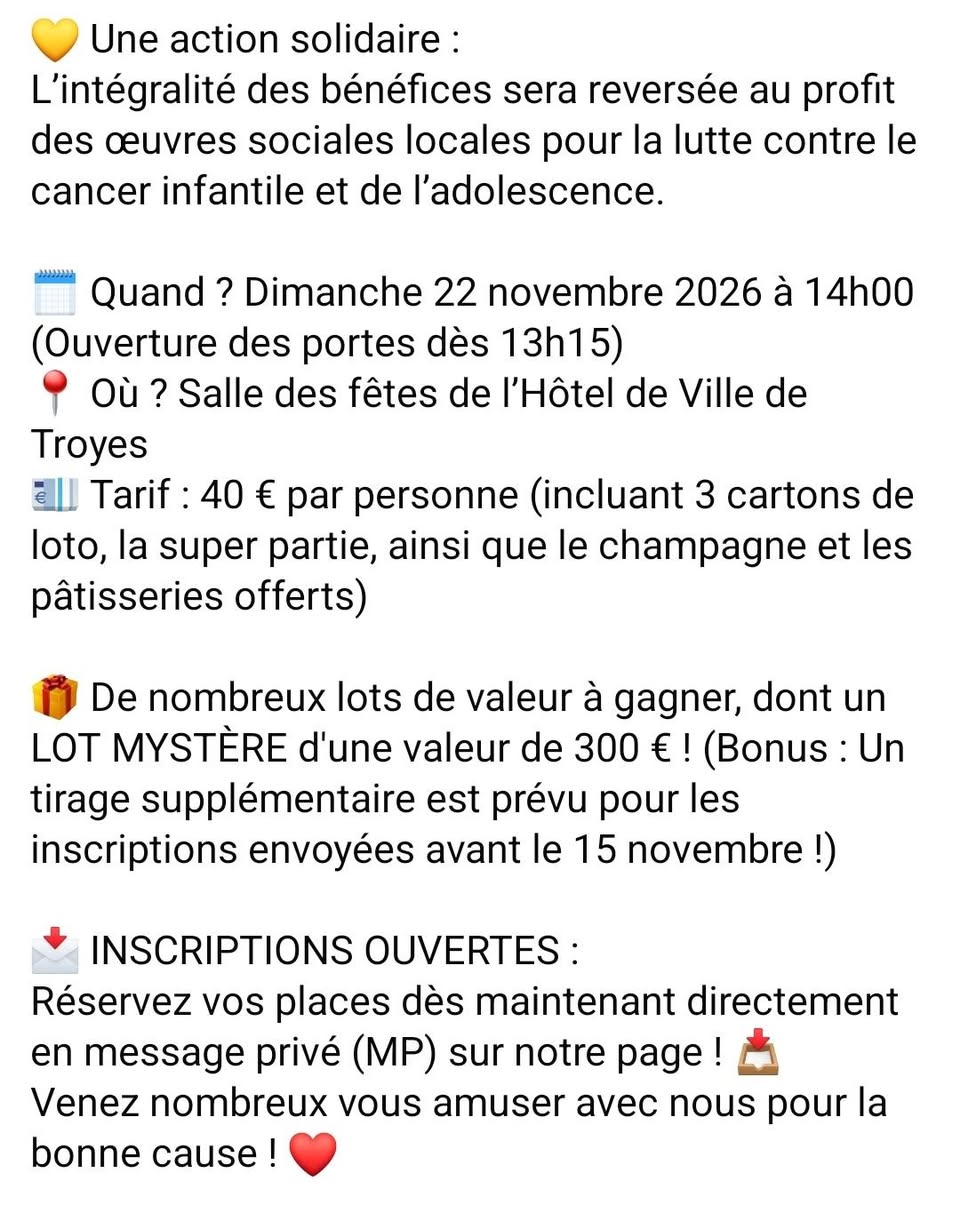 Affiche du loto Loto à Troyes le dimanche 22 novembre