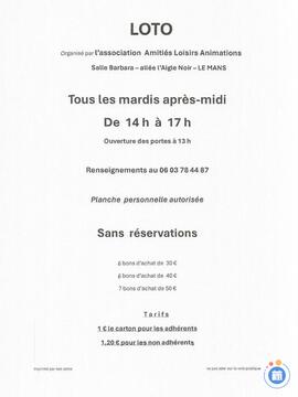 Affiche du loto Loto amities loisirs animations