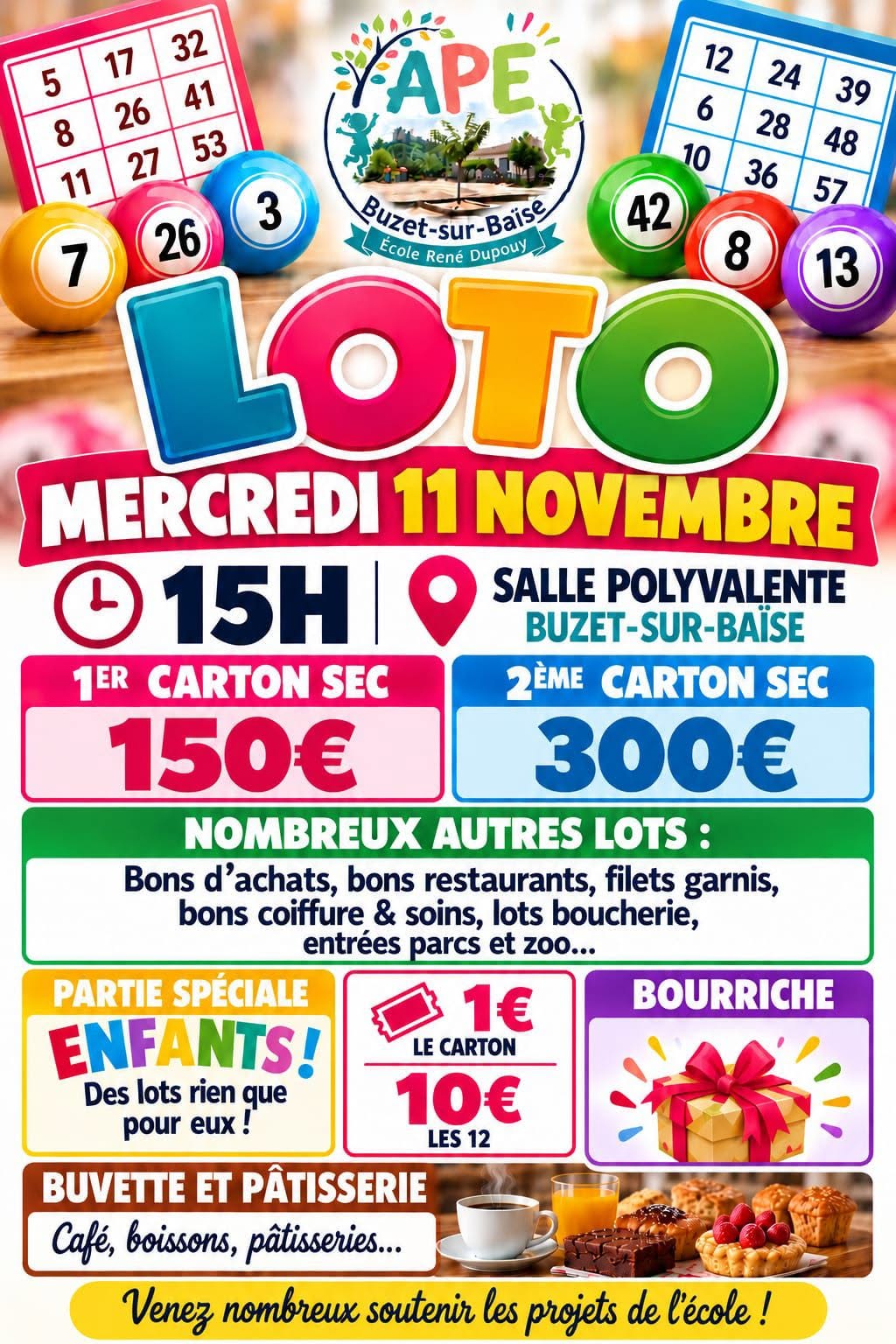 Affiche du loto Loto APE Buzet-sur-Baïse École René Dupouy à Buzet-sur-Baïse
