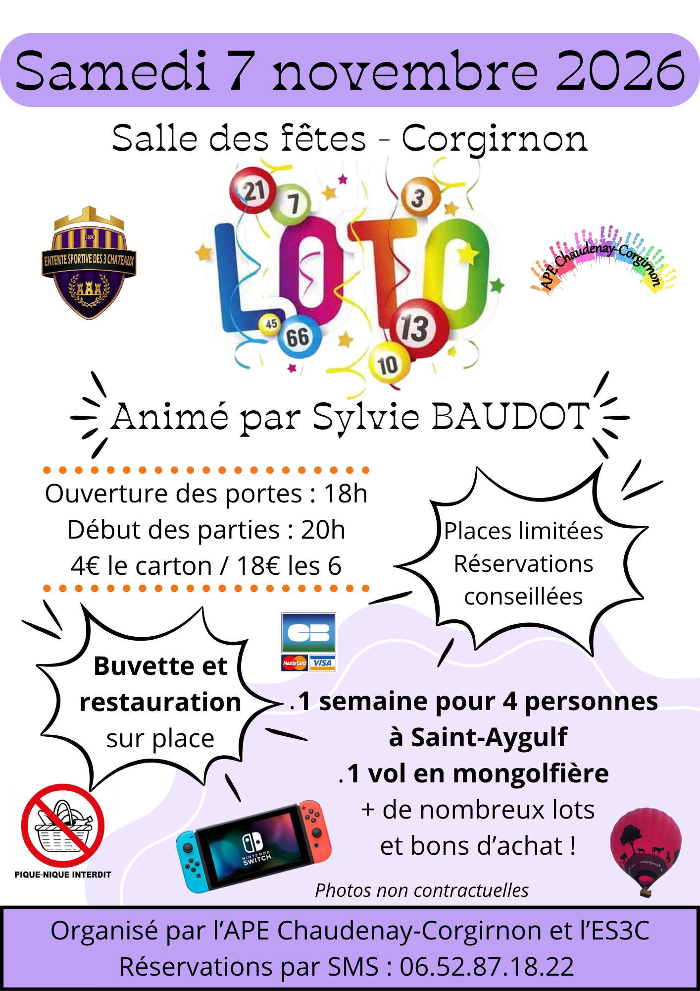 Affiche du loto Loto — APE Chaudenay-Corgirnon et ES3C — Champsevraine