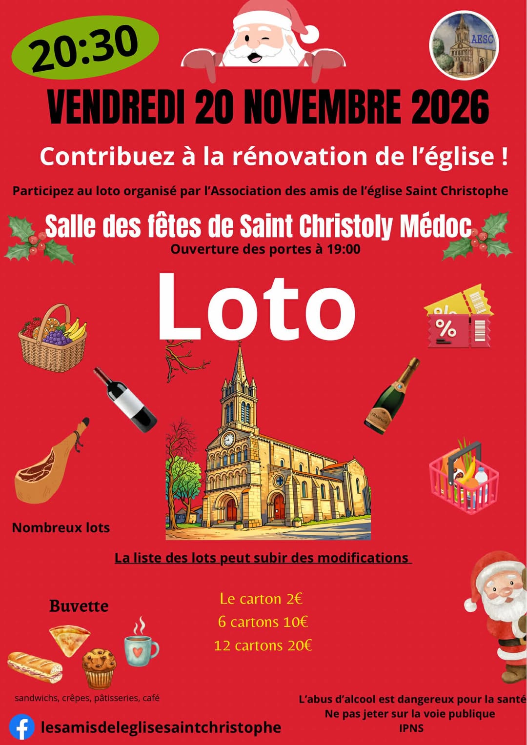 Affiche du loto Loto Association des amis de l'église Saint Christophe à Saint-Christoly-Médoc