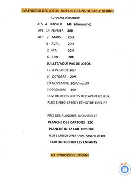 Affiche du loto Loto Association Foot Des Grains de sable NÉBING