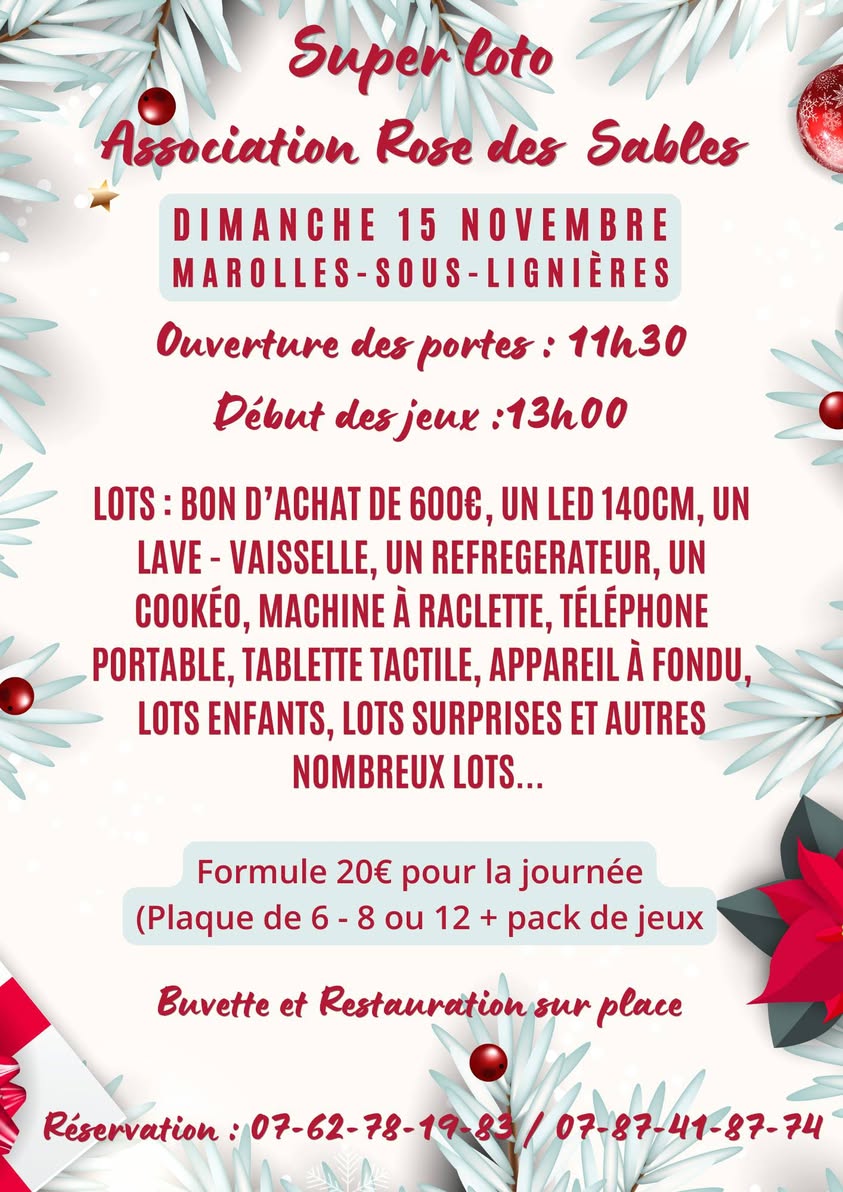 Affiche du loto Loto Association Rose des Sables à Marolles-sous-Lignières