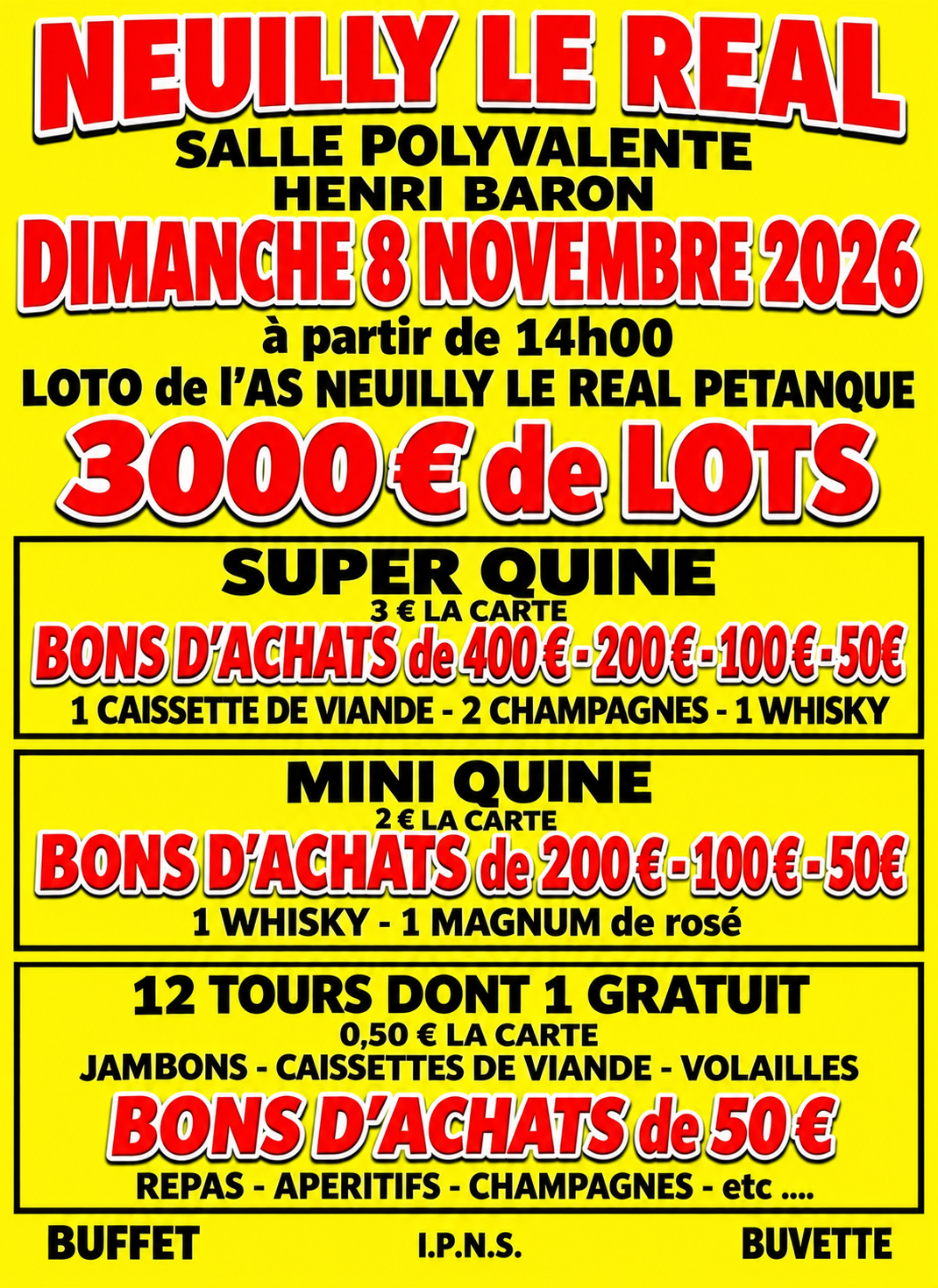 Affiche du loto Loto — Club de pétanque — Neuilly le real