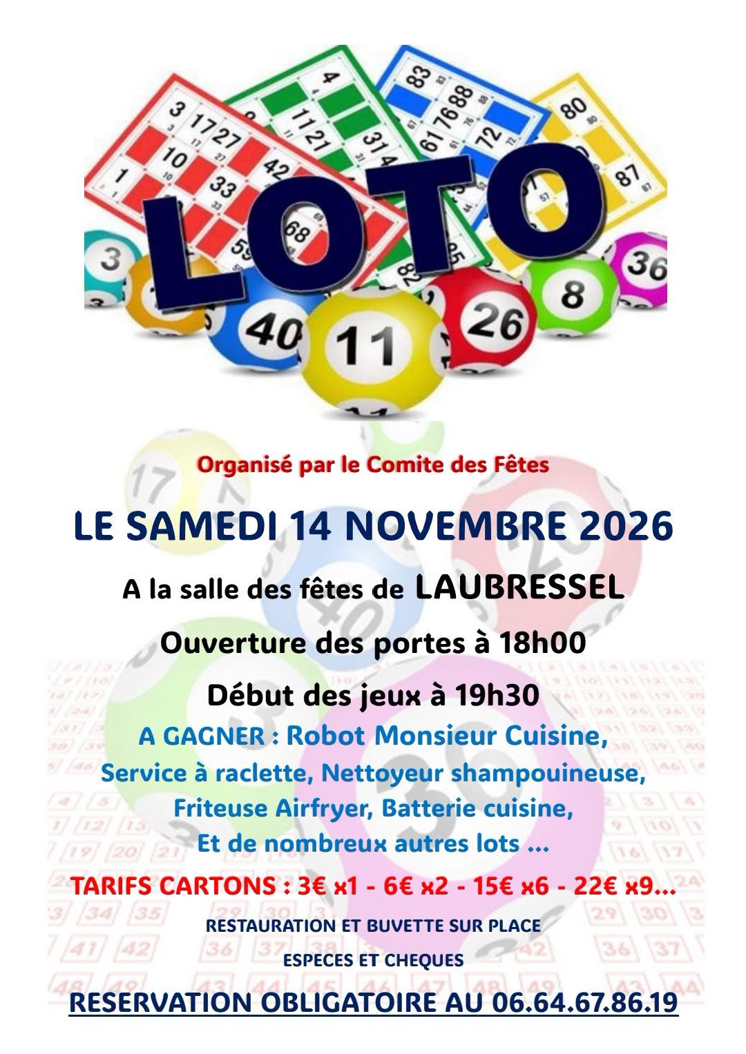 Affiche du loto Loto Comite des Fêtes à Laubressel