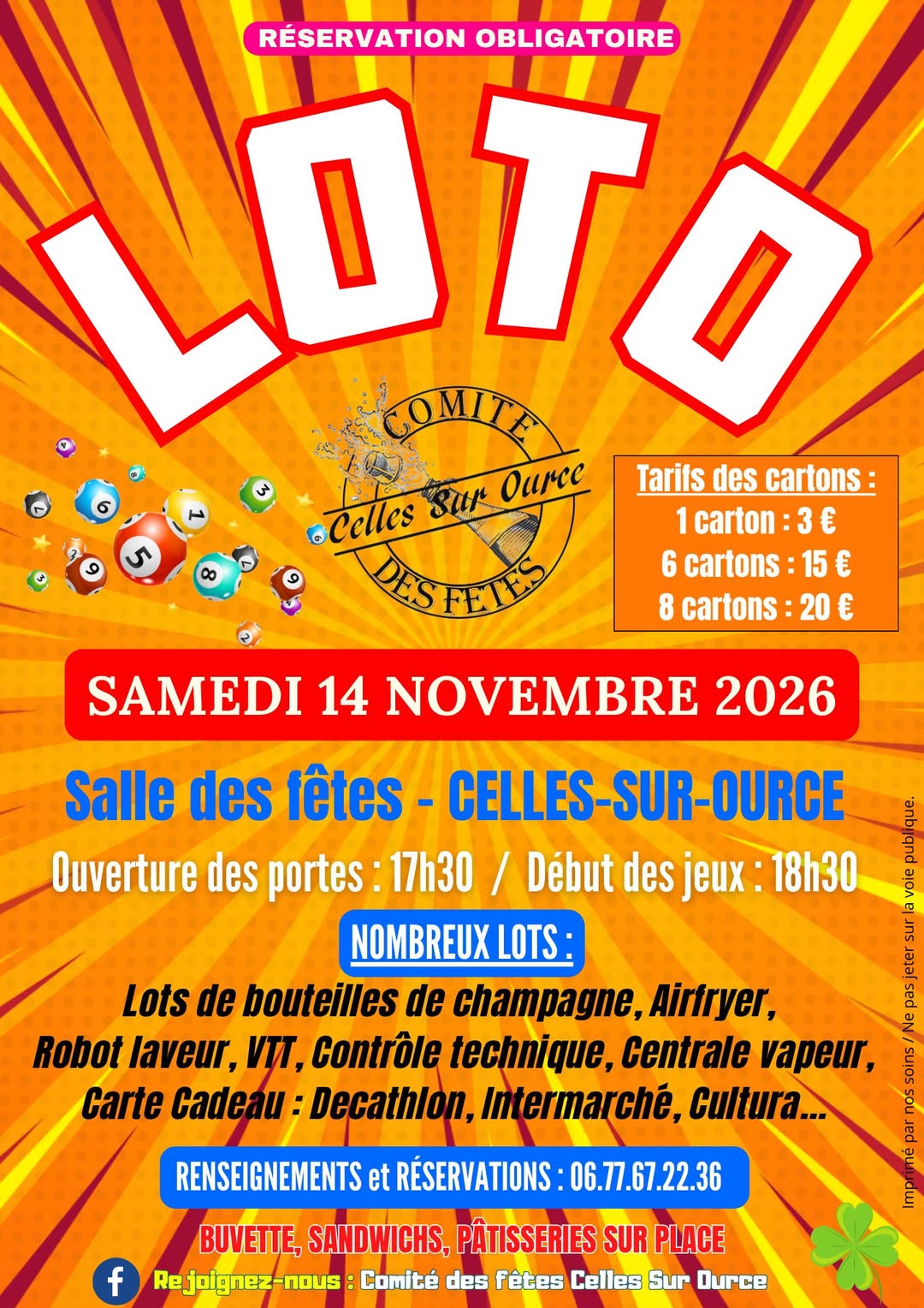 Affiche du loto Loto Comité des fêtes Celles Sur Ource à Celles-sur-Ource