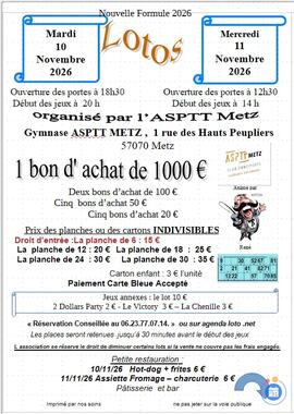 Affiche du loto Loto de l'ASPTT Metz