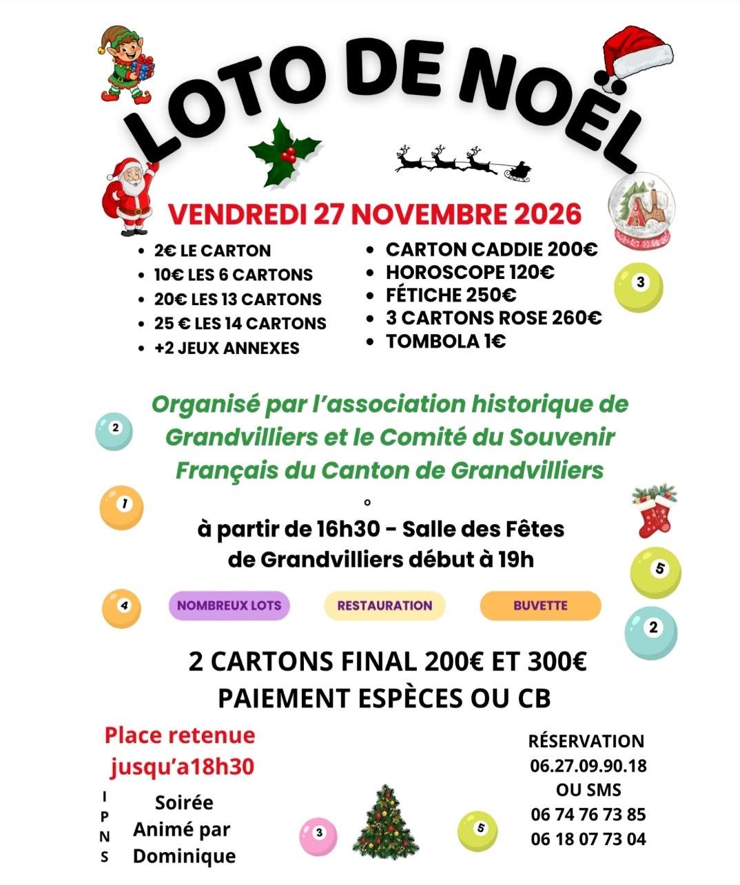 Affiche du loto Loto association historique de Grandvilliers et le Comité du Souvenir Français du Canton de Grandvilliers à Grandvilliers