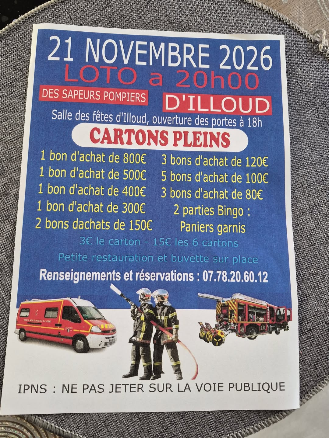 Affiche du loto Loto DES SAPEURS POMPIERS D'ILLOUD à Illoud