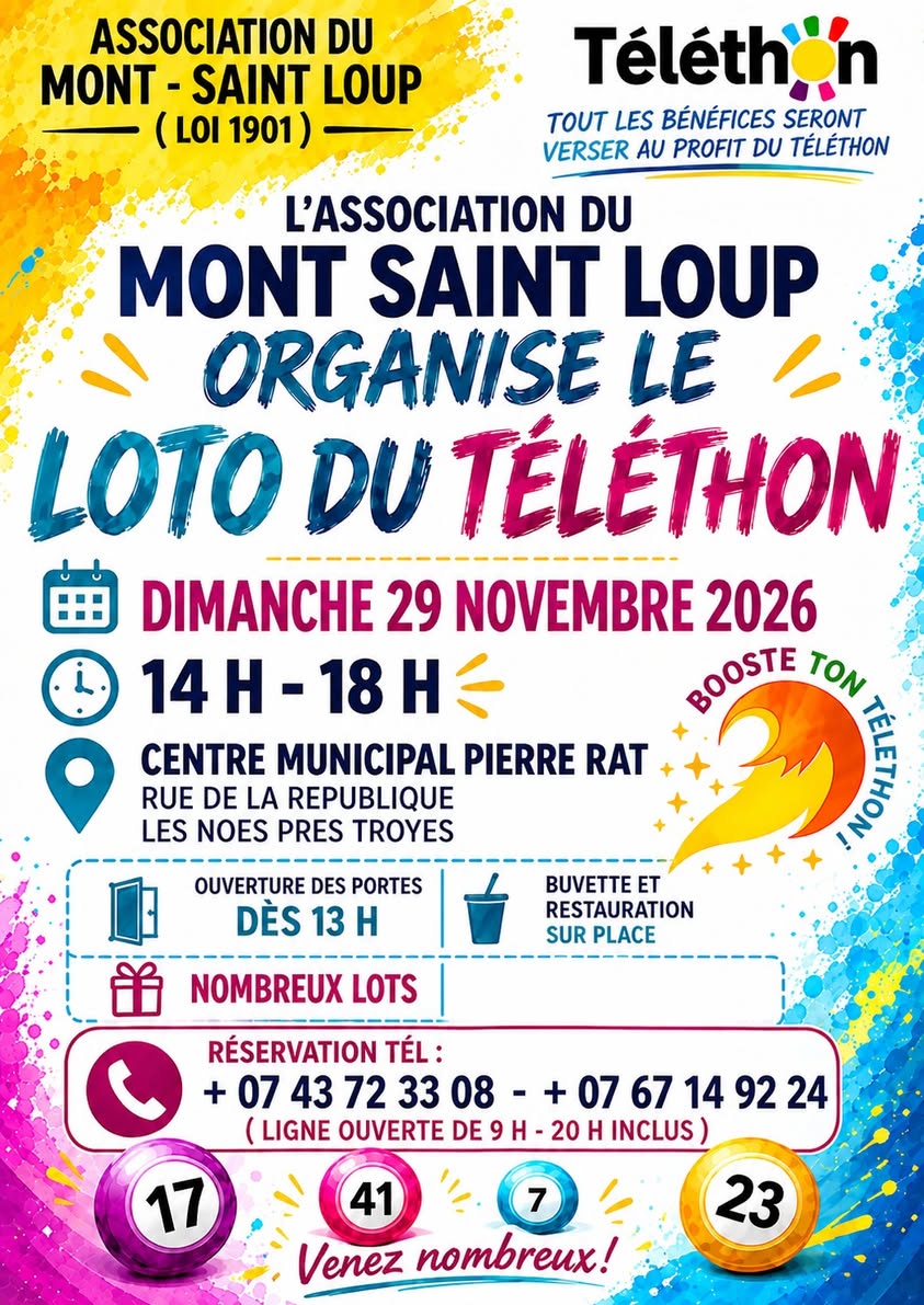 Affiche du loto Loto ASSOCIATION DU MONT-SAINT LOUP à Troyes