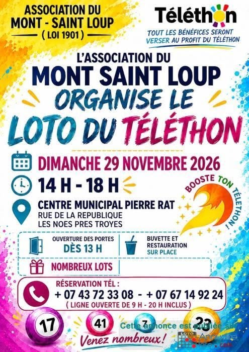 Affiche du loto Loto ASSOCIATION DU MONT-SAINT LOUP à Les Noës-près-Troyes