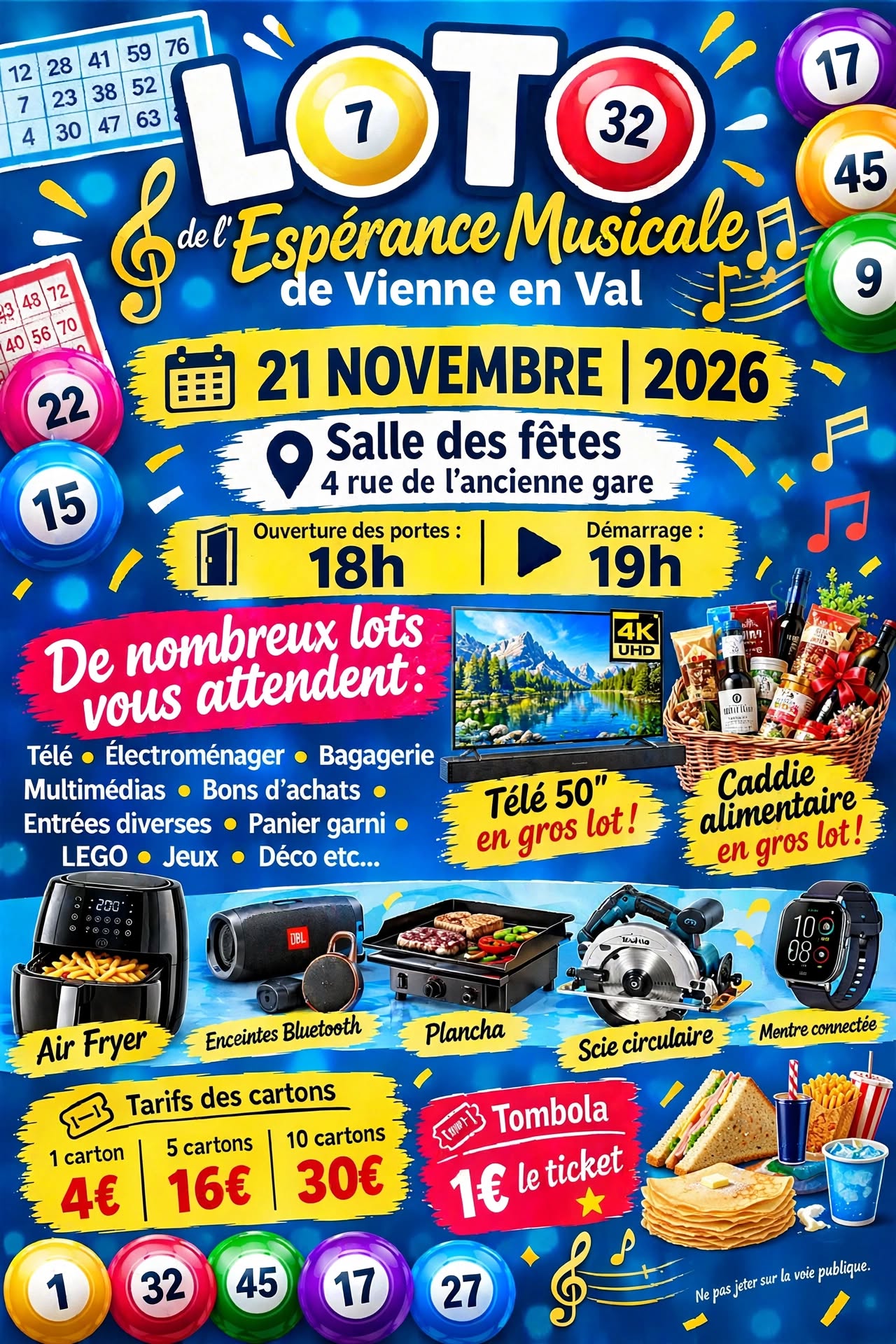 Affiche du loto Loto — Ecole de Musique L'Espérance Musicale — Vienne-en-Val