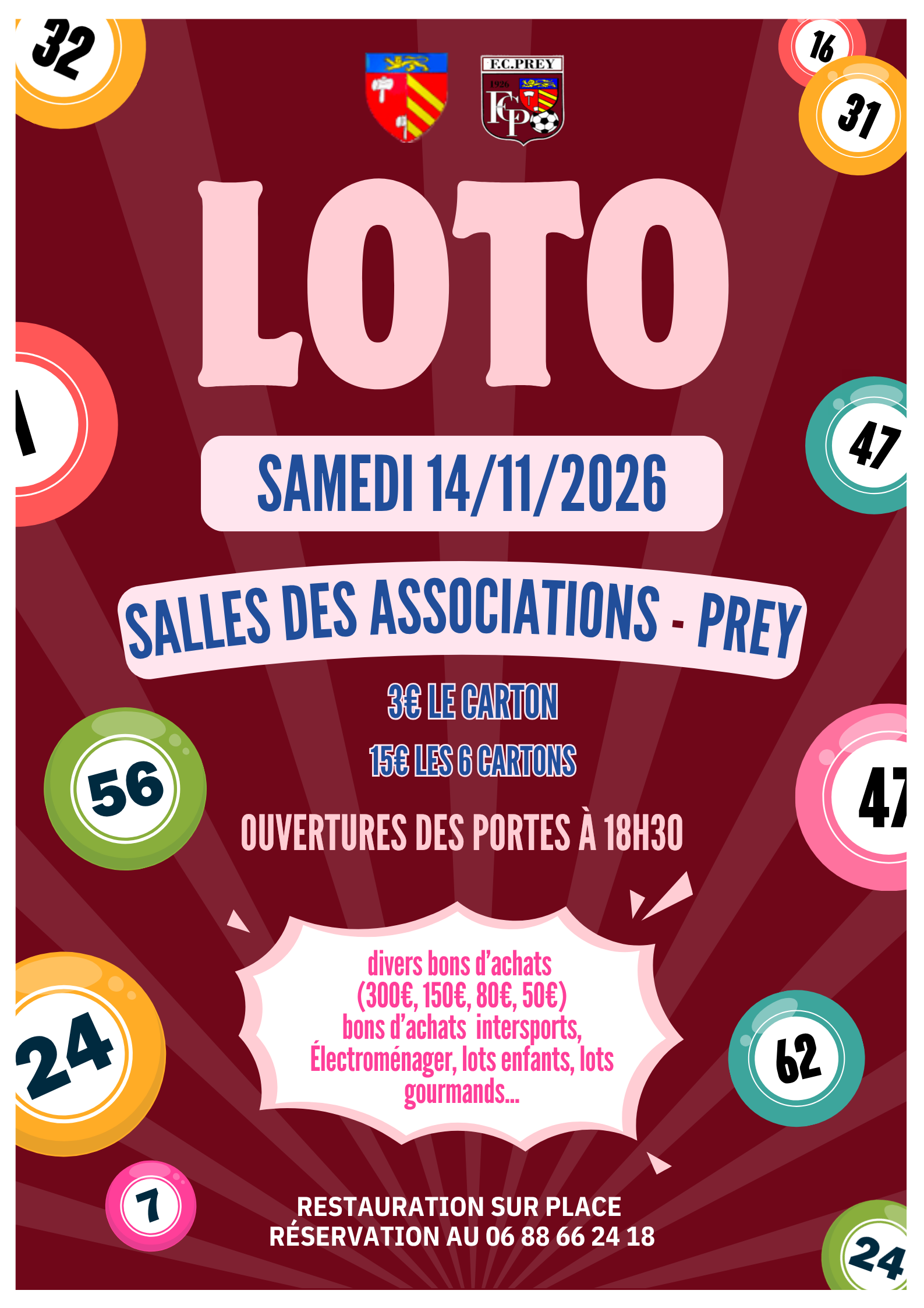 Affiche du loto Loto — Football club de prey — prey, 27220