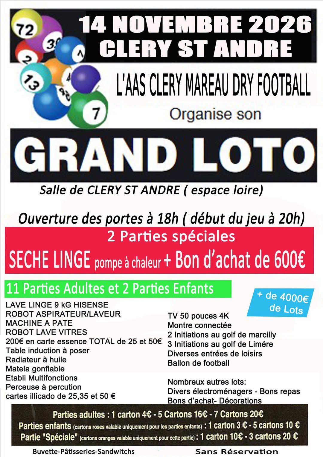 Affiche du loto Loto L'AAS CLERY MAREAU DRY FOOTBALL à Cléry-Saint-André