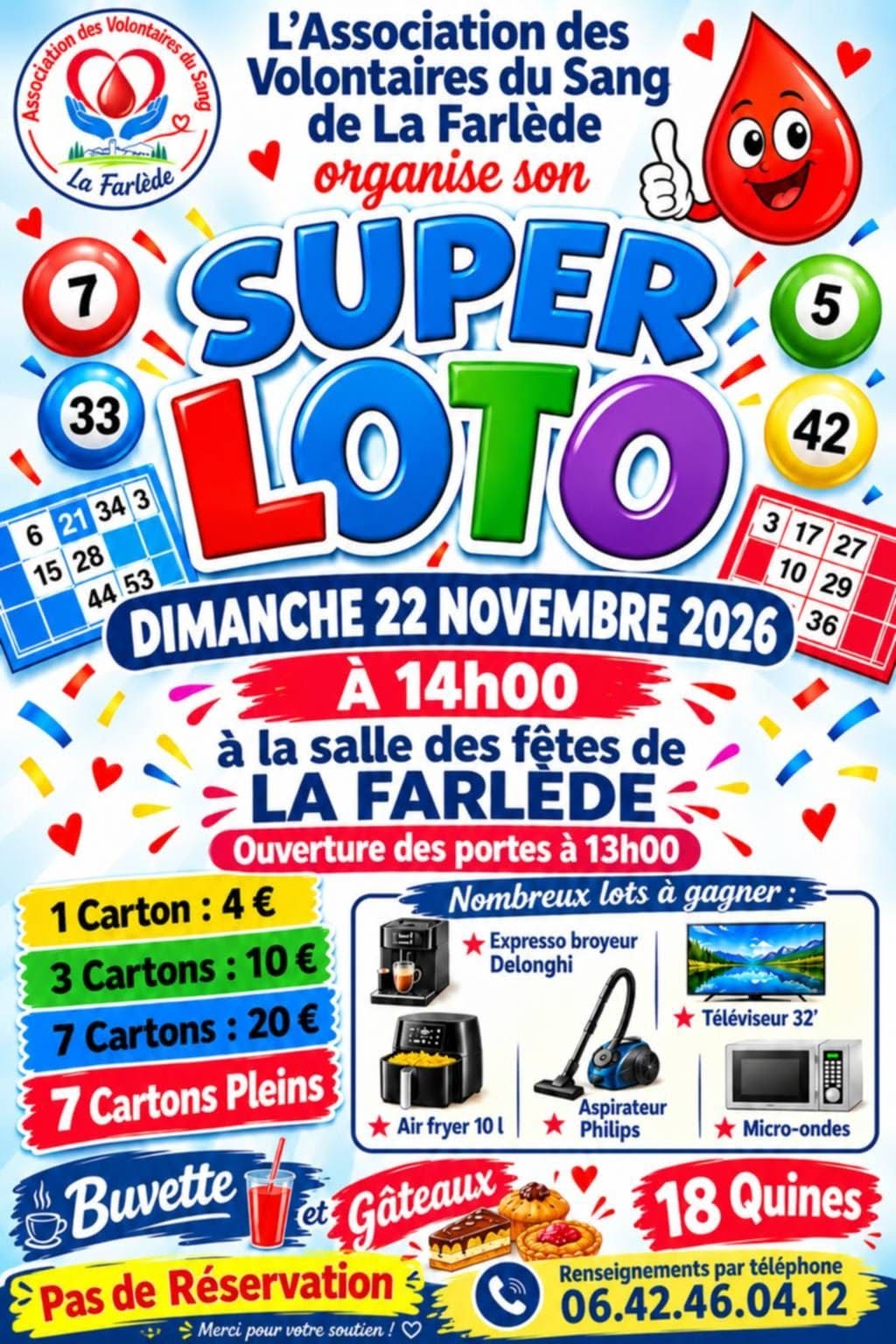 Affiche du loto Loto L'Association des Volontaires du Sang de La Farlède à La Farlède