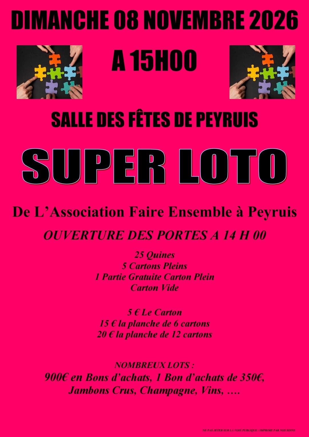 Affiche du loto Loto L'Association Faire Ensemble à Peyrus à Peyruis