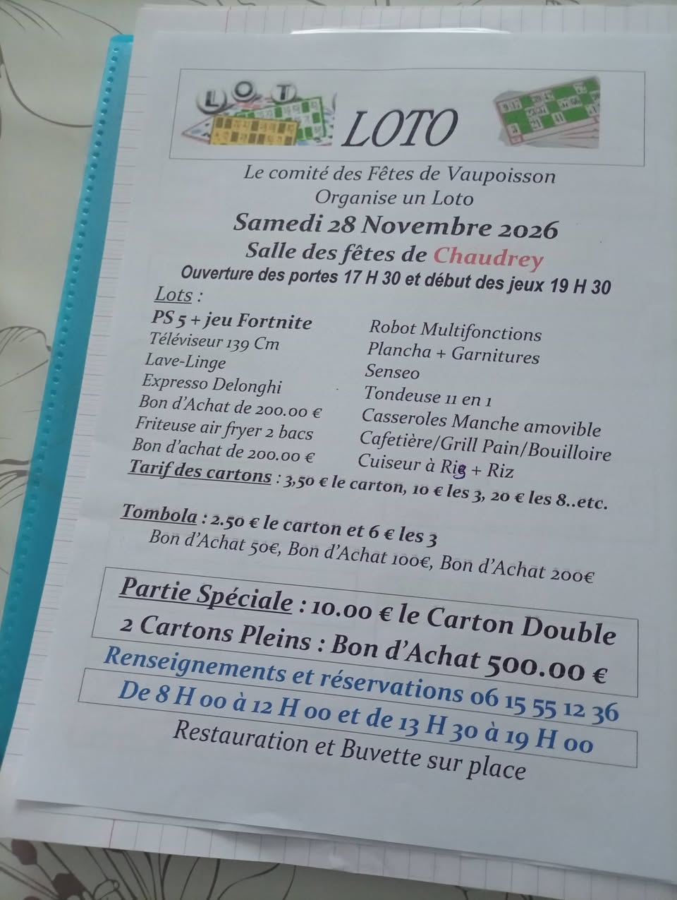 Affiche du loto Loto Le comité des Fêtes de Vaupoisson à Chaudrey
