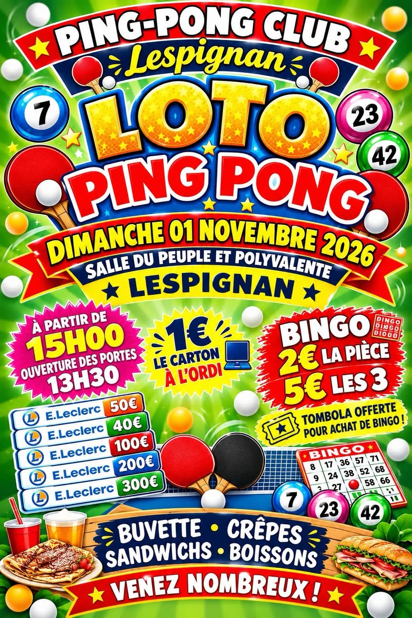 Affiche du loto LOTO PING PONG