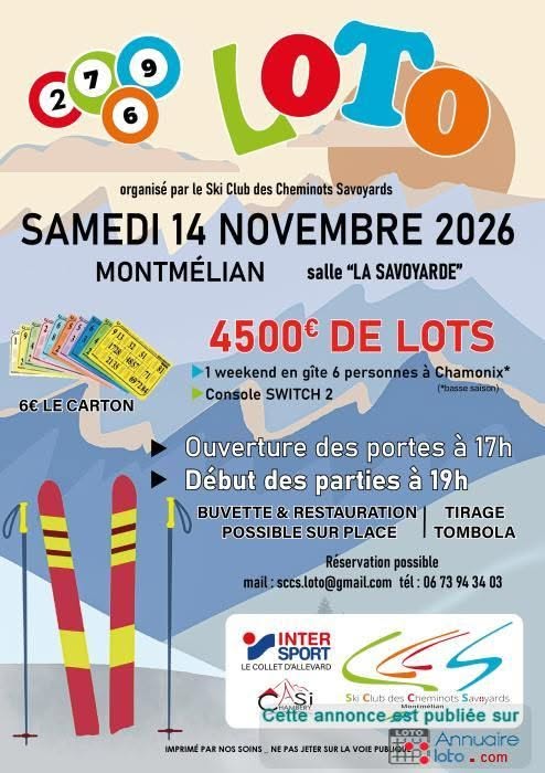 Affiche du loto Loto Ski Club des Cheminots Savoyards à Montmélian