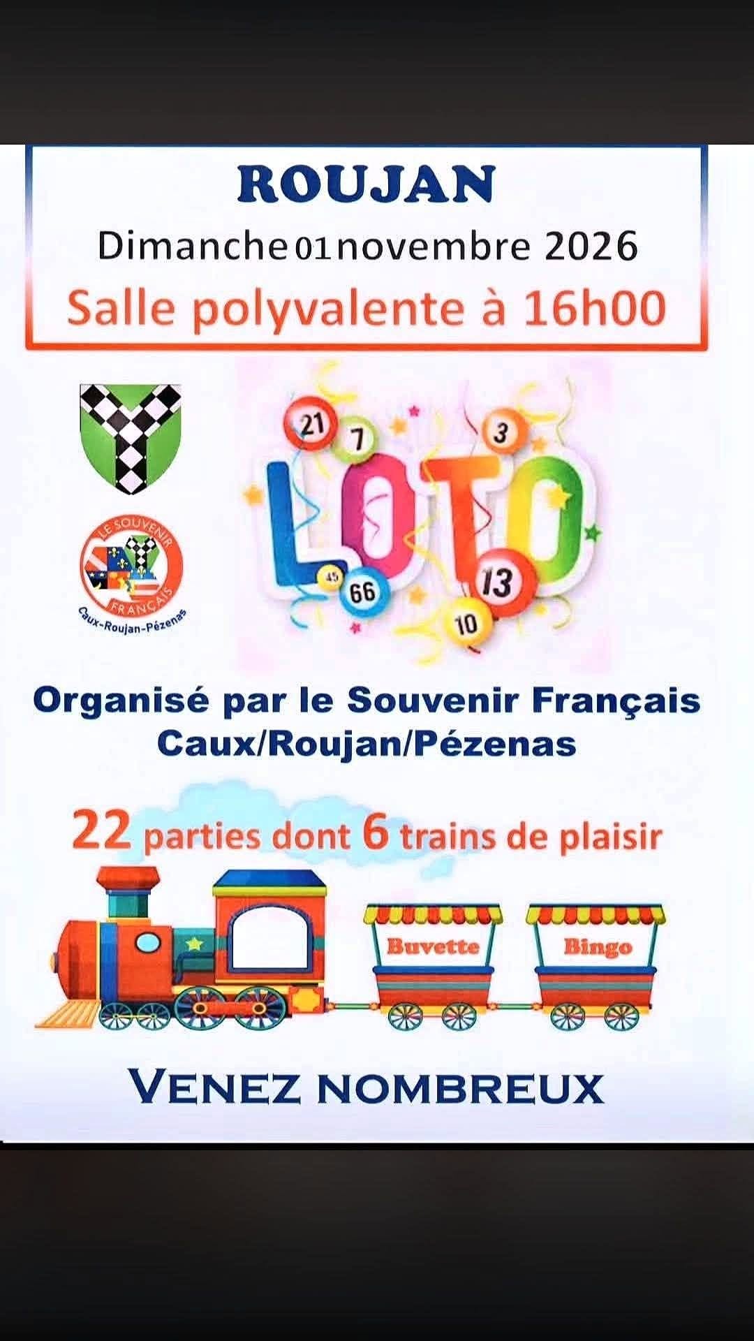 Affiche du loto Loto Souvenir Français Caux/Roujan/Pézenas à Roujan
