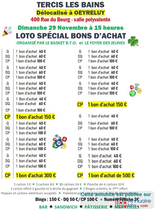 Affiche du loto LOTO SPÉCIAL BONS D'ACHAT