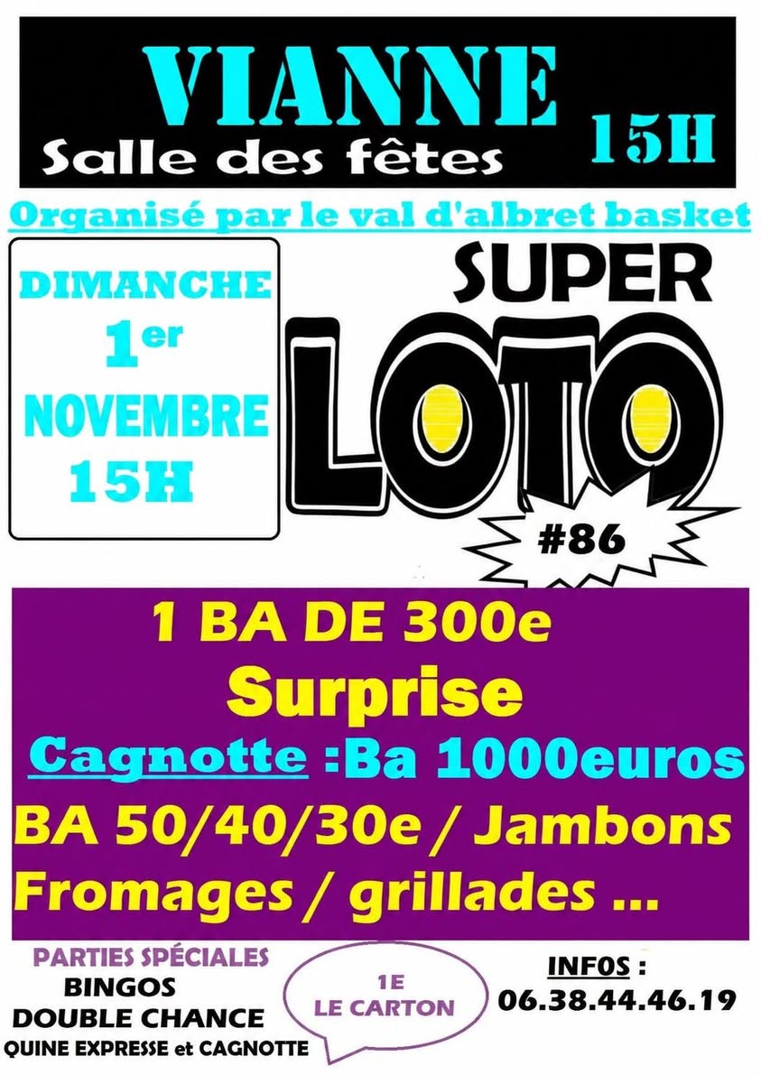 Affiche du loto Loto val d'albret basket à Vianne