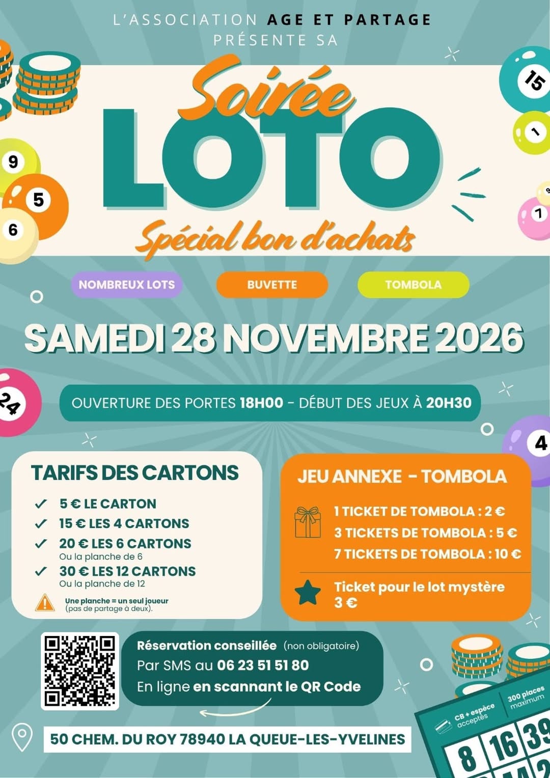 Affiche du loto Loto L'ASSOCIATION AGE ET PARTAGE à La Queue-les-Yvelines