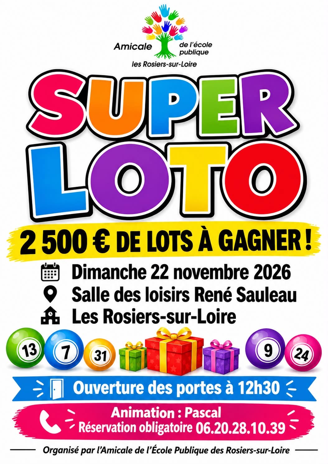 Affiche du loto Loto Amicale de l'école publique les Rosiers-sur-Loire à Loiré