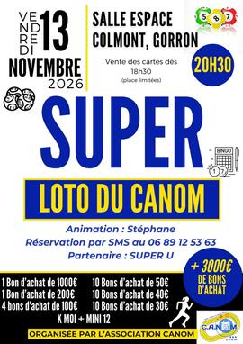 Affiche du loto Super Loto du CANOM Animation stéphane
