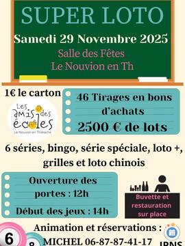 Affiche du loto Super loto Le Nouvion en Th- Les Amis des Ecoles
