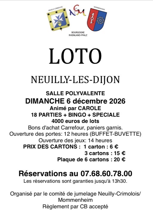 Affiche du loto Loto — Comité de jumelage — Neuilly-Crimolois