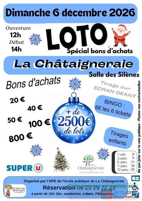 Affiche du loto Loto APE de l'école publique de La Châtaigneraie à La Châtaigneraie