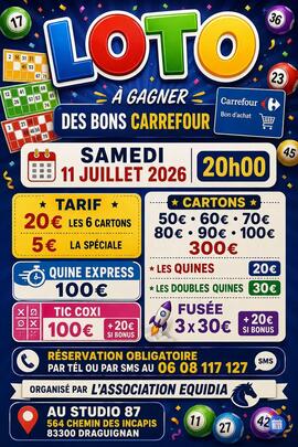Affiche du loto Super Loto Draguignan au Studio 87