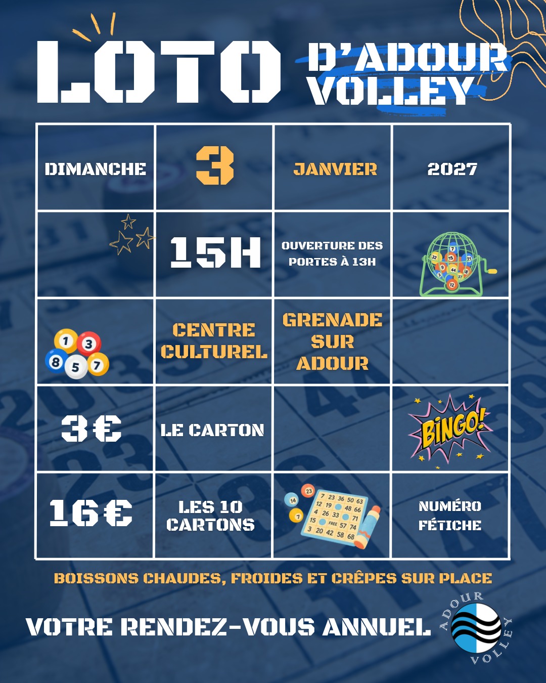 Affiche du loto Loto annuel AdourVolley